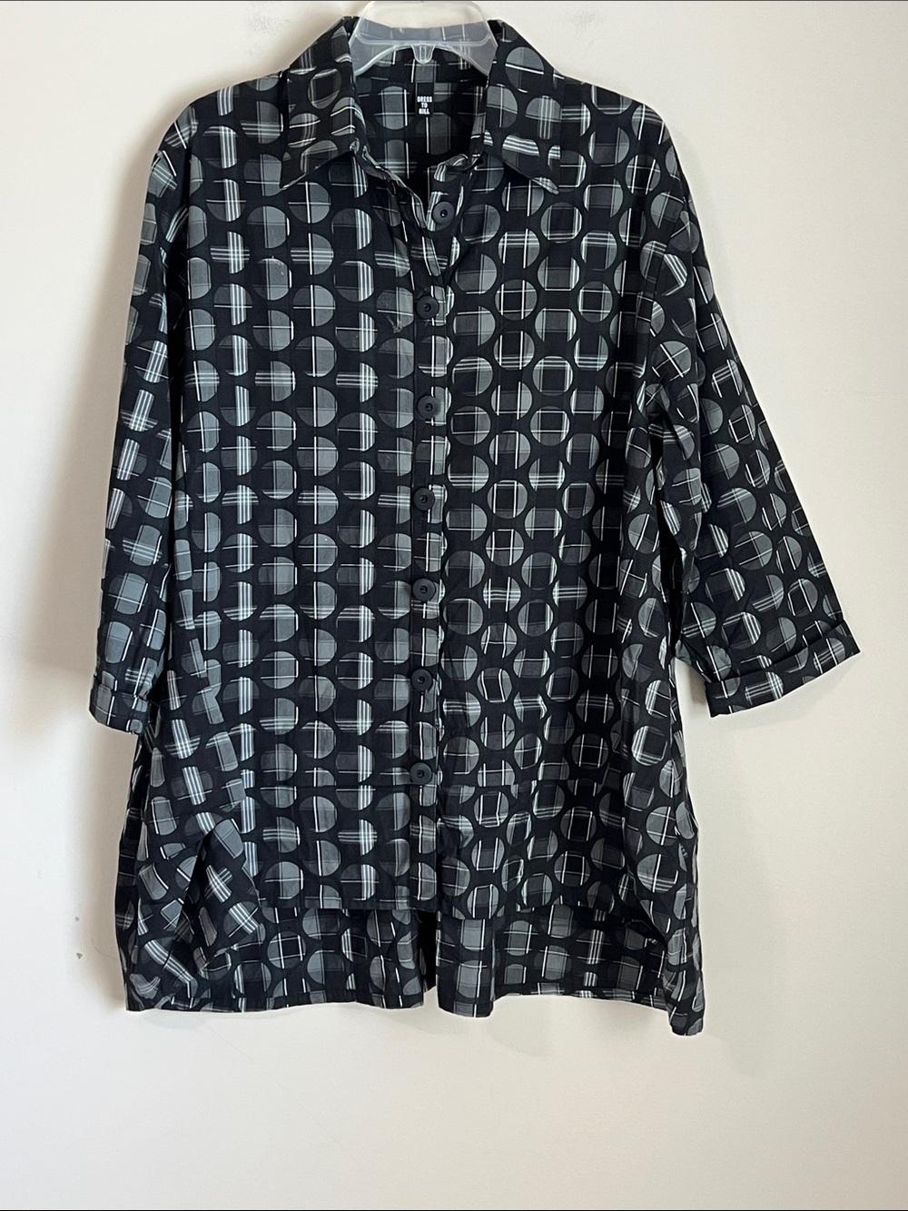 Dress to Kill Crinkle Button Up Shirt Blouse Womens One Size Lagenlook Boxy